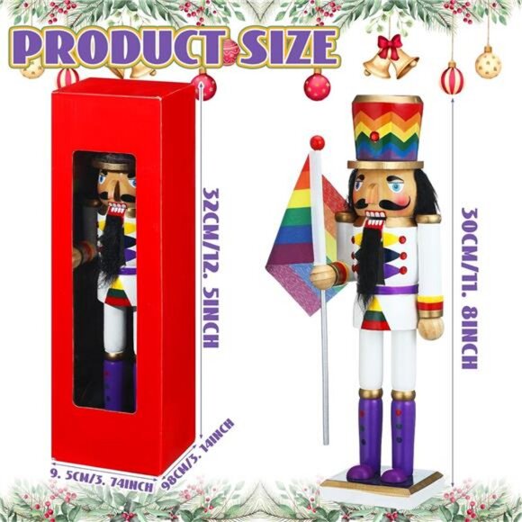 12 Inch Gay Pride Nutcrackers Figures Decor Wooden Christmas Nutcracker Ornament - Picture 2 of 7